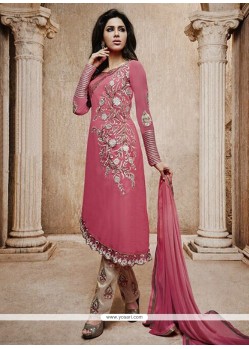 Modish Pink Bhagalpuri Silk Pant Style Suit