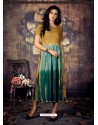 Marigold And Green Heavy Rayon Ombre Printed Readymade Kurti