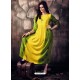 Yellow And Green Heavy Rayon Ombre Printed Readymade Kurti