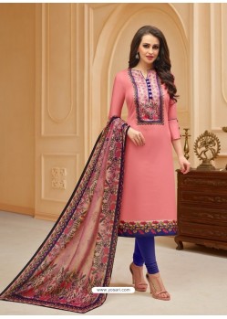 Pink Glaze Cotton Digital Printed Churidar Suit