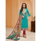 Aqua Mint Glaze Cotton Digital Printed Churidar Suit