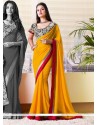 Competent Mustard Shaded Faux Georgette Saree