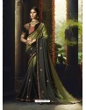 Mehendi Barfi Silk Embroidered Designer Party Wear Saree