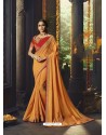 Orange Cotton Silk Embroidered Designer Party Wear Saree