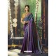 Pigeon And Lavender Barfi Silk Embroidered Designer Party Wear Saree
