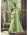 Sea Green Organza Embroidered Designer Party Wear Saree