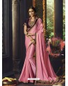 Pink Barfi Silk Embroidered Designer Party Wear Saree