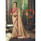 Cream Silk Embroidered Designer Party Wear Saree