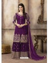 Purple Viscose Upada Silk Designer Sarara Suit