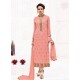 Peach Pure Georgette Full Embroidered Churidar Suit