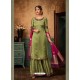 Olive Green Satin Georgette Heavy Embroidered Designer Sarara Suit