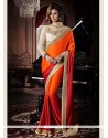 Orange And Red Shaded Satin Georgette Saree