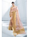 Baby Pink Organza Silk Embroidered Designer Saree