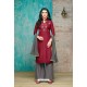 Maroon And Grey Upada Silk Embroidered Palazzo Suit