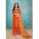 Orange Upada Silk Embroidered Palazzo Suit