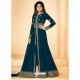 Teal Real Georgette Embroidered Floor Length Suit
