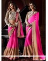 Pink And Cream Shaded Satin Georgette Saree