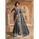 Silver Silk Lace Work Designer Saree