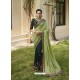 Sea And Dark Green Silk Embroidered Designer Party Wear Saree