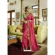 Hot Pink Silk Embroidered Designer Party Wear Saree