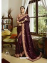 Deep Scarlet Silk Embroidered Designer Party Wear Saree