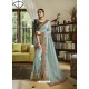 Light Grey Silk Embroidered Designer Party Wear Saree