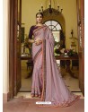 Mauve Silk Embroidered Designer Party Wear Saree