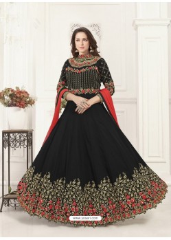 Black Georgette Heavy Embroidered Designer Anarkali Suit