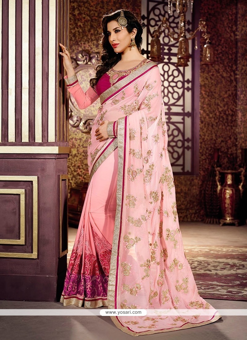 Awesome Pink Weight Less Designer Saree