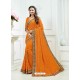 Orange Crepe Chiffon Heavy Embroidered Bridal Saree