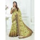 Khaki Crepe Silk Heavy Embroidered Bridal Saree