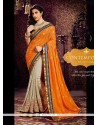 Cream And Orange Weight Less And Georgette Saree