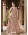 Pink Net Heavy Embroidered Gown Style Suits