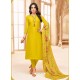 Yellow Upada Silk Digital Printed Churidar Suit