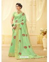 Sea Green Silk Thread Worked Designer Saree