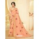 Light Orange Silk Thread Worked Designer Saree