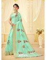 Sky Blue Silk Thread Worked Designer Saree