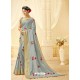 Grey Silk Thread Worked Designer Saree