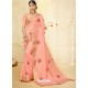 Pink Silk Thread Worked Designer Saree