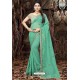 Aqua Mint Linen Organza Embroidered Saree