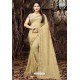 Gold Linen Organza Embroidered Saree