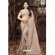 Taupe Linen Organza Embroidered Saree