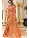 Orange Pure Weaving Designer Silk Saree