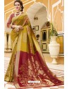 Marigold Pure Weaving Designer Silk Saree