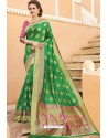 Forest Green Pure Weaving Designer Silk Saree