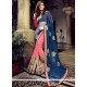 Pink And Blue Net And Bamber Georgette Saree