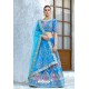 Blue Velvet Sequins Embroidered Designer Lehenga Choli