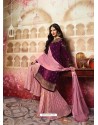 Purple And Pink Satin Georgette Embroidered Designer Sarara Suit