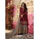 Maroon And Grey Satin Georgette Embroidered Designer Sarara Suit