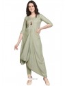 Olive Green Rayon Slub Readymade Kurti